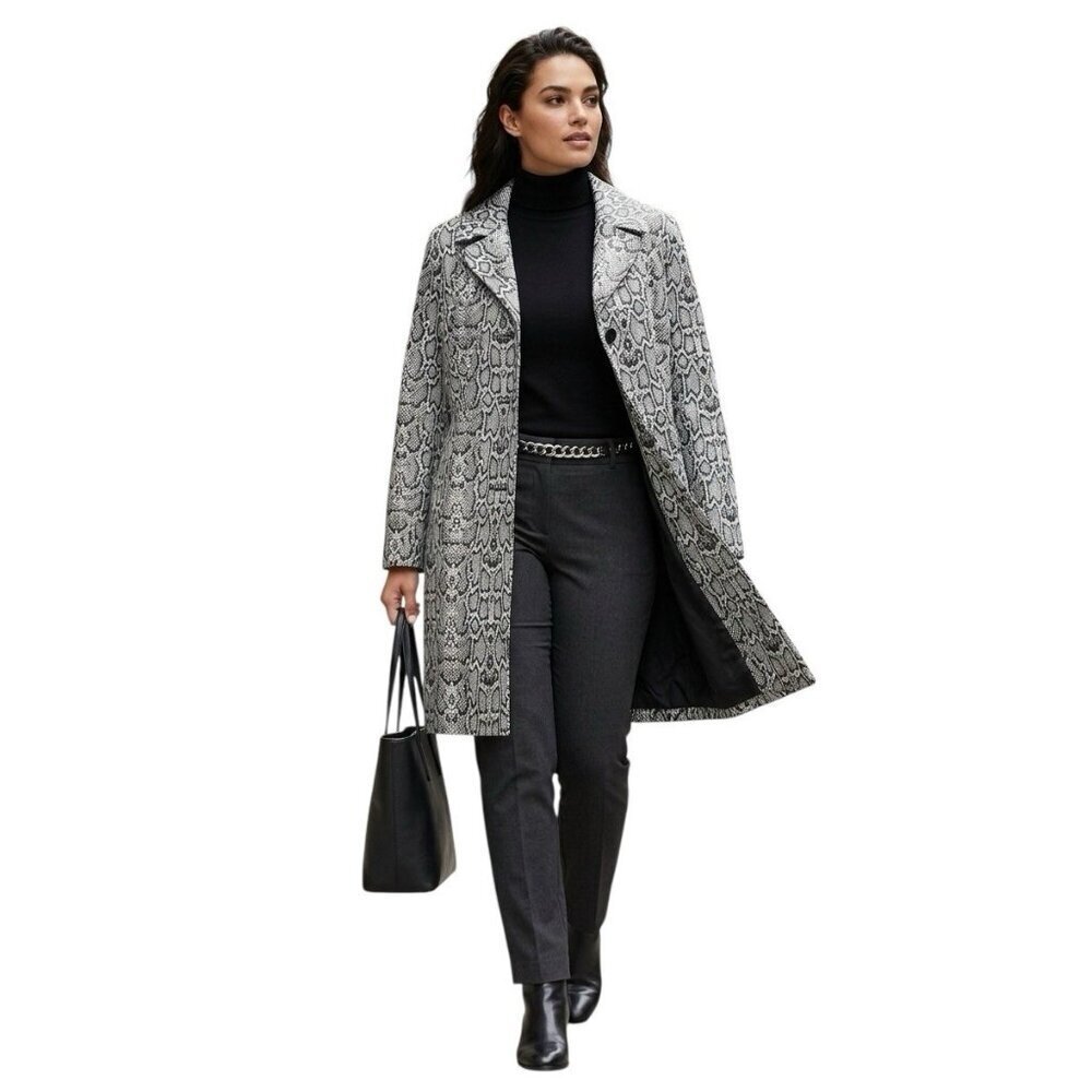 Jonathan Michael Python Snakeskin Print Coat Jacket Gray Black Women’s 14